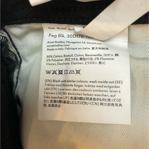ACNE Studios Bla Konst Mid-Rise Peg Black Skinny Jeans Black Size 29/32 New WOT - Picture 7 of 13